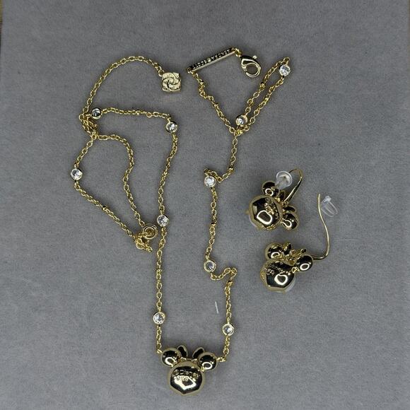 Disney | Kendra Scott Gold Minnie Mouse Earrings & Necklace Set New w Dust Pouch - Picture 6 of 10